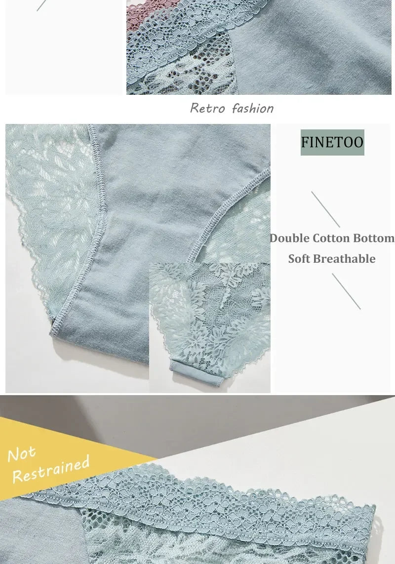 3Pcs/Set Seamless Lace Women Panties Transprant Hollow Out Low Waist Briefs Female Solid Soft Breathable Lingerie Underwear