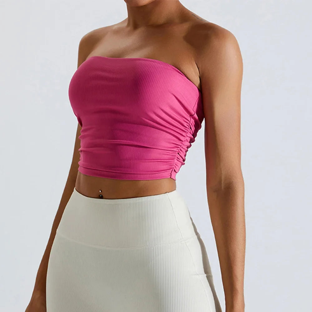 Sexy Strapless Sports Bra Backless Gym Top Women Quick-Drying Yoga Clothes Women Top Fitness Chest Wrap Underwear Workout Bra