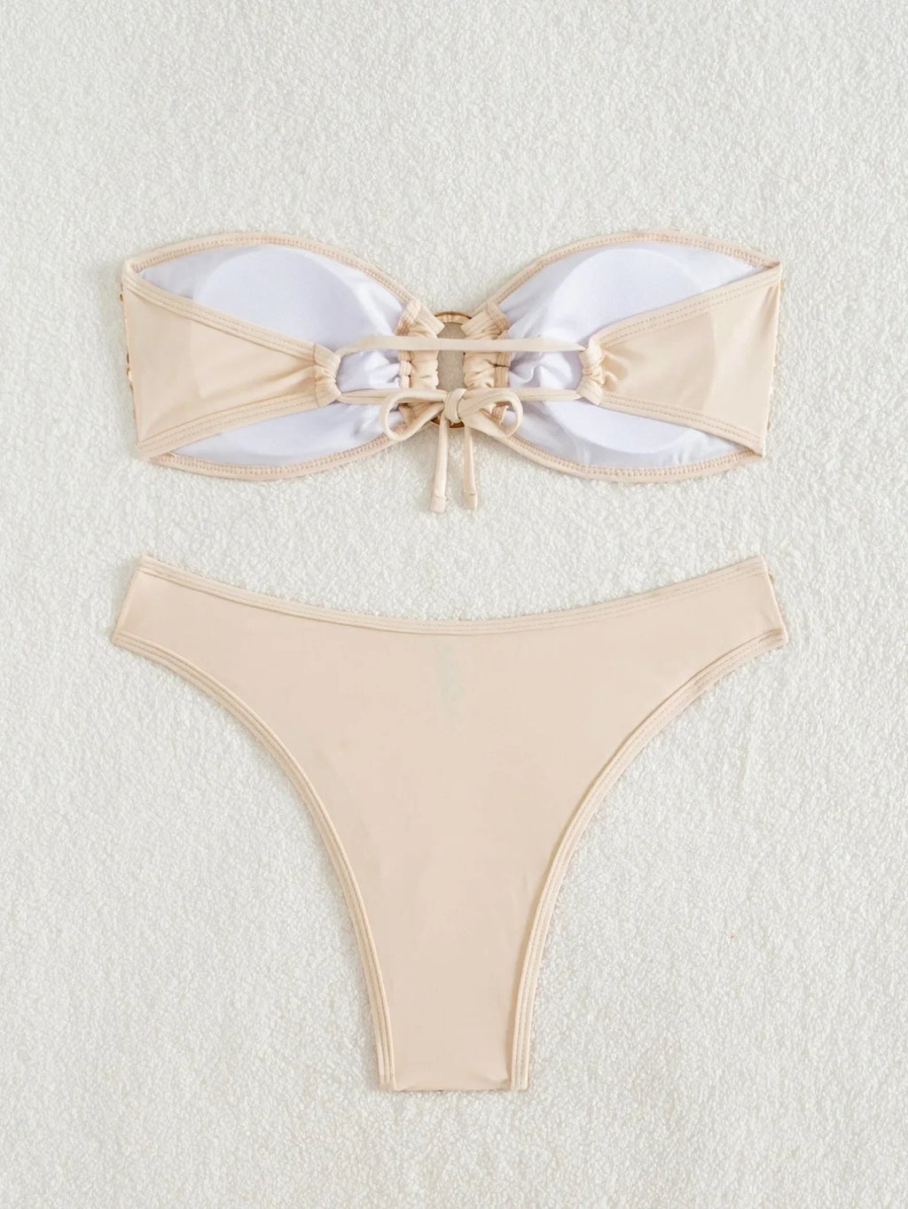 Sexy Bandeau Bikini 2026 Women Shiny Sequin Front Ring Push Up Micro Swimsuit Summer Pink Bathing Suit Thong Swimwear Biquini