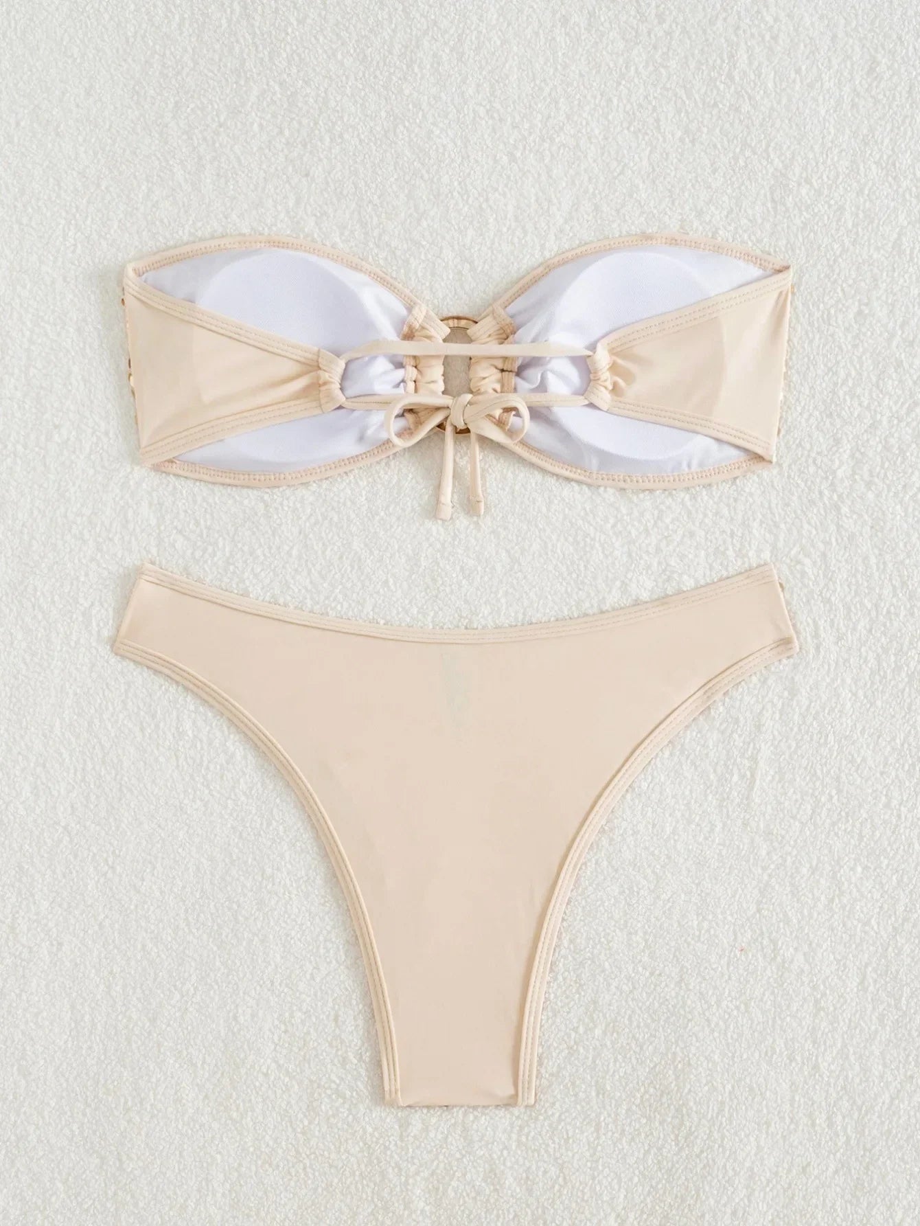 Sexy Bandeau Bikini 2026 Women Shiny Sequin Front Ring Push Up Micro Swimsuit Summer Pink Bathing Suit Thong Swimwear Biquini