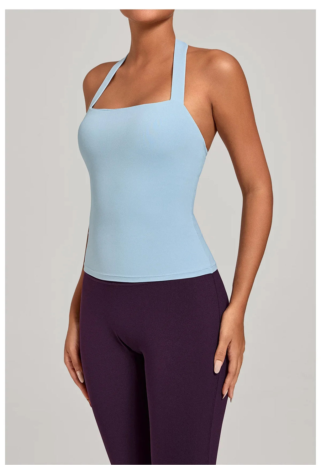 Sports Yeautifulback Breathoga Vest Neck Hanging Detachable Chest Pad Women Bra High Elasticity Slim Bable Running Sports Vest