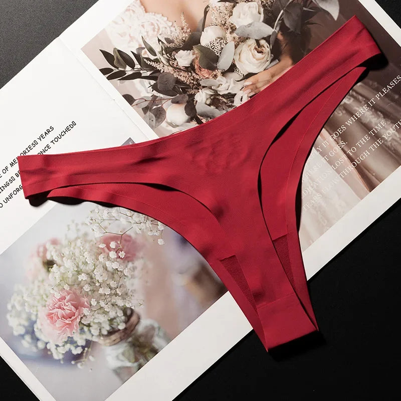 Ice Silk Leopard Women Panties Sexy G String Thong Seamless Underwear T Back Candy Color Girls Briefs Underpants Plus Size M-XXL