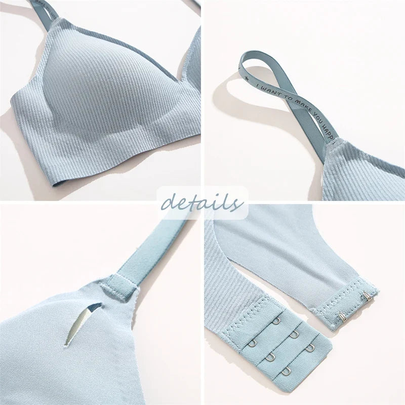Deep V Knitting Bra Women Wireless Bras Sexy Padded Bralette Ladies Comfortable Brassiere Female Soft Underwear 6 Colors 2023