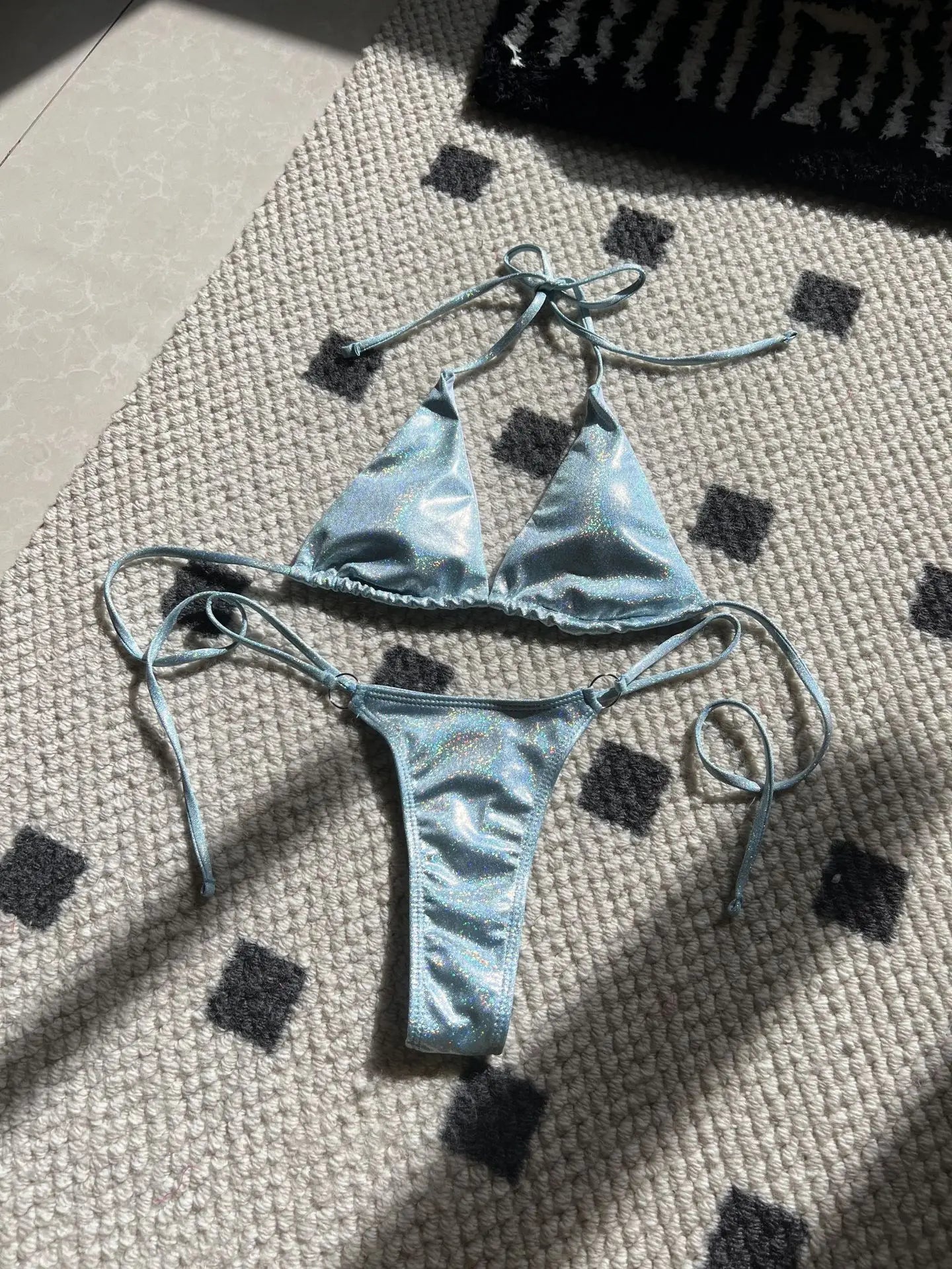 Shiny Bikini Set 2025 Women Luxury Bling Purple Neon Green Push Up Micro Swimsuit Summer Bathing Suit Thong Swimwear Biquini