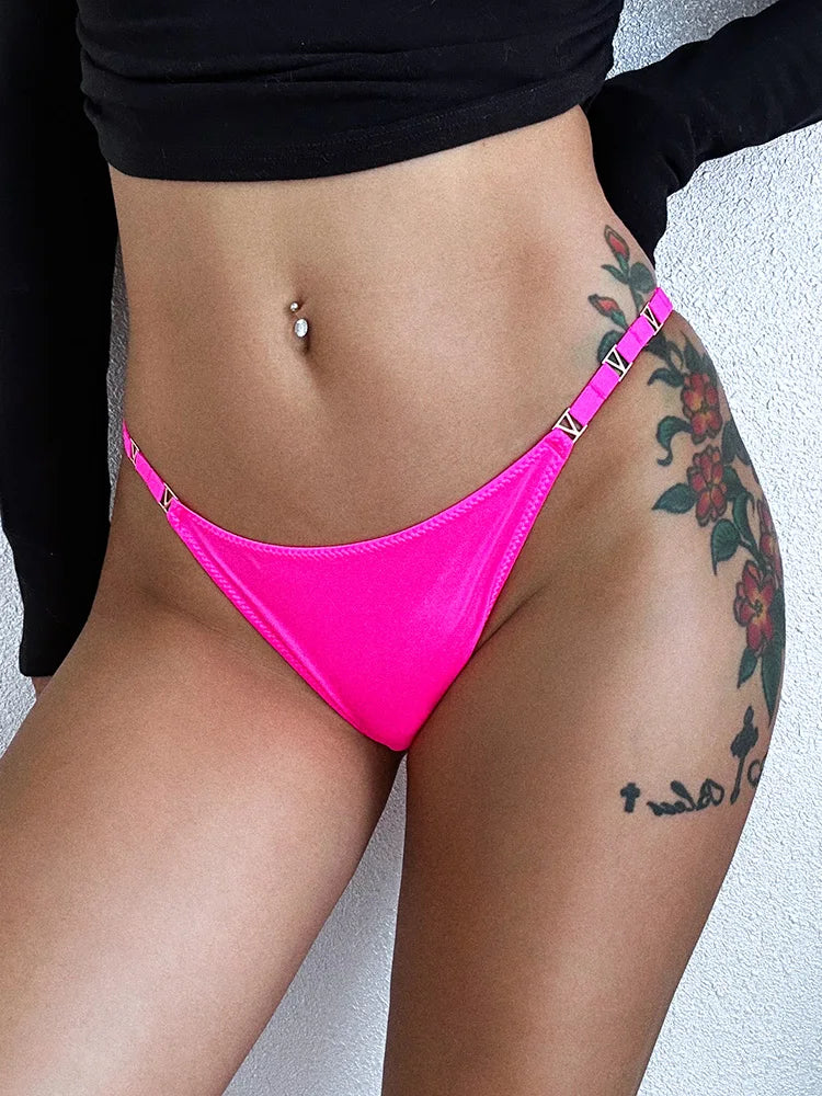Seamless Sexy Thong Women Underwear Briefs Panties Zebra Flower Low Rise Luxury Metal Buckle G String Bikini Girls Female Panty