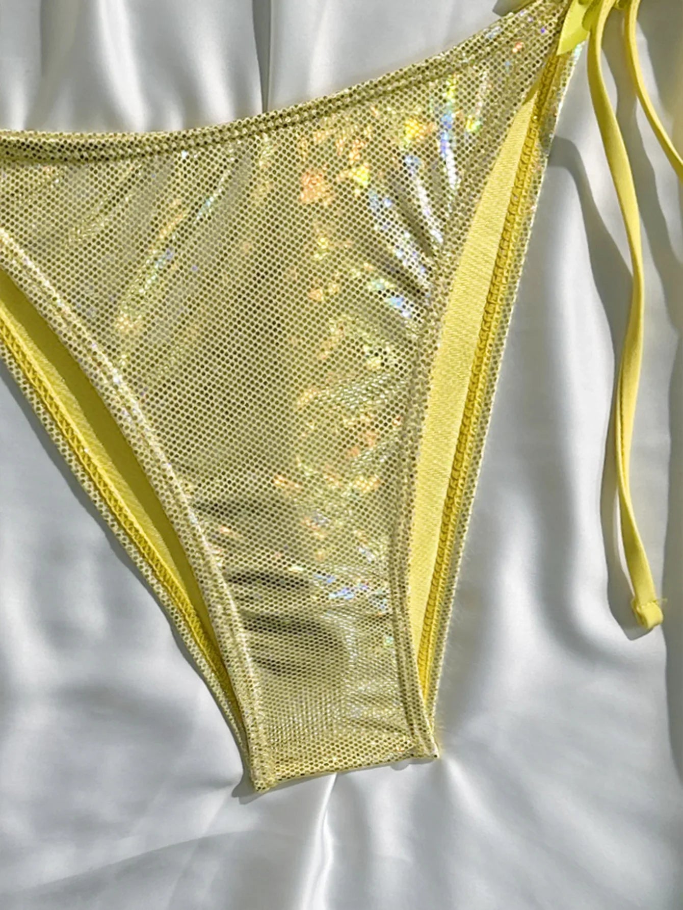 Shiny Pink Bikini 2025 Women Sexy Brozing Tie Bow Strap Push Up Micro Swimsuit Brazilian Bathing Suit Tie Side Triangle Swimwear