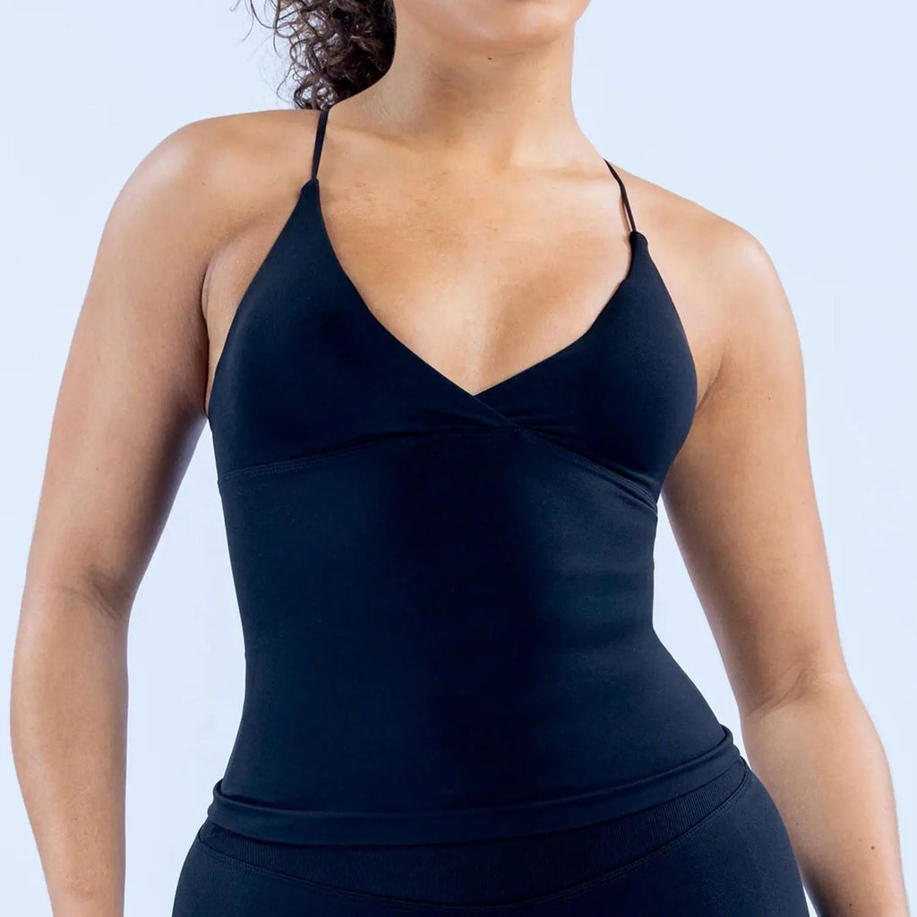NCLAGEN Vision Twist Front Longline Top Gym Yoga Tops Women Quick Dry Thin Strap High Elastic Workout Vest Push-up Fitness Tank