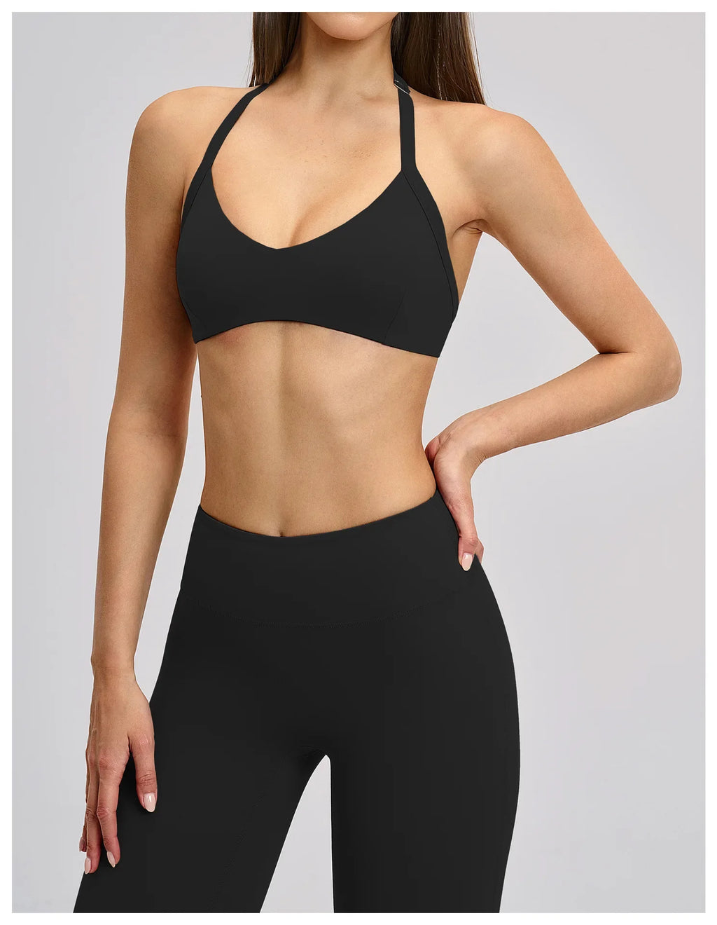 Summer Sports Bra Women Seamless Halter Top Fitness Bra High Support Push-up Open Back Gym wear Running Yoga Workout Underwear