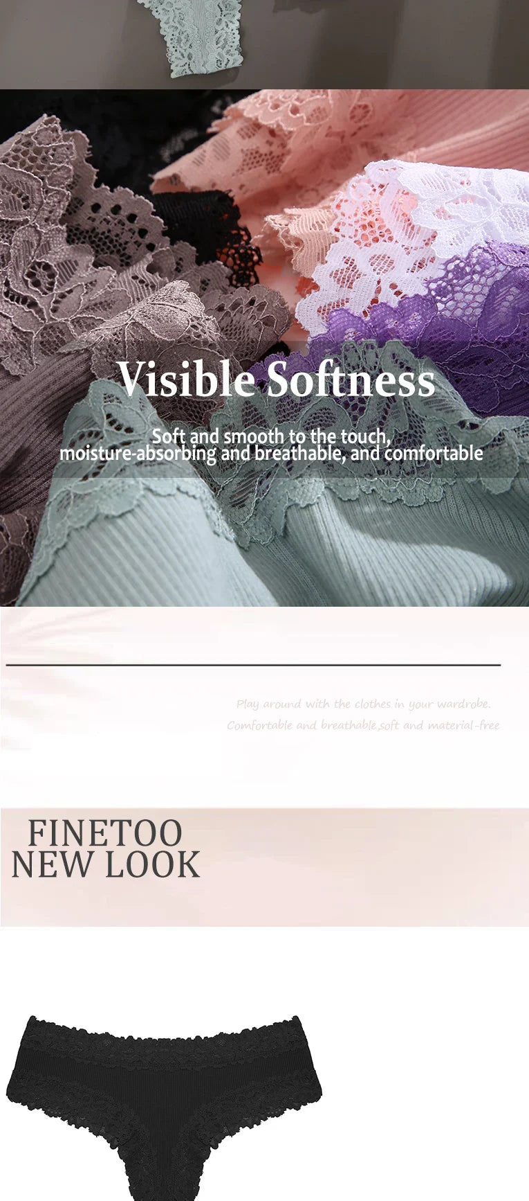 5Pcs Women Cotton Brazilian Pants Sexy Lace Brazilian Briefs Low Waist Floral Solid Color G-string Breathable Soft Lingerie