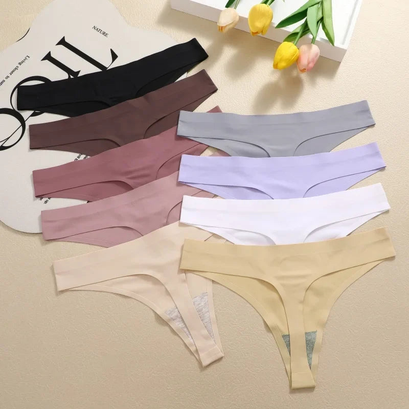 5Pcs/Set Seamless Ultra-thin panties Maillard Panties Women Ice Silk Underwear Sexy Panty Low Waist G-string Female Solid Panty