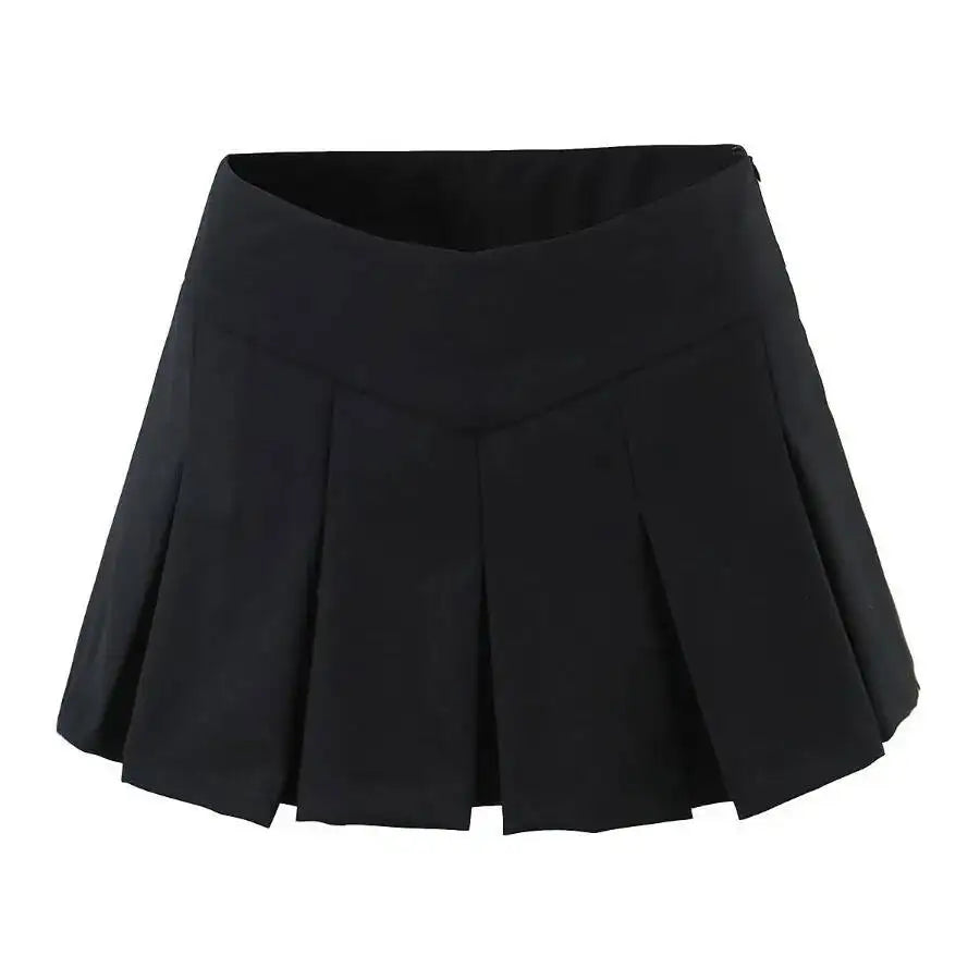 2026 Spring/summer New High Waisted Pleated Skirt Women's Spicy Girl Solid Color Slim A-line Wrap Hip Short Skirt A45S