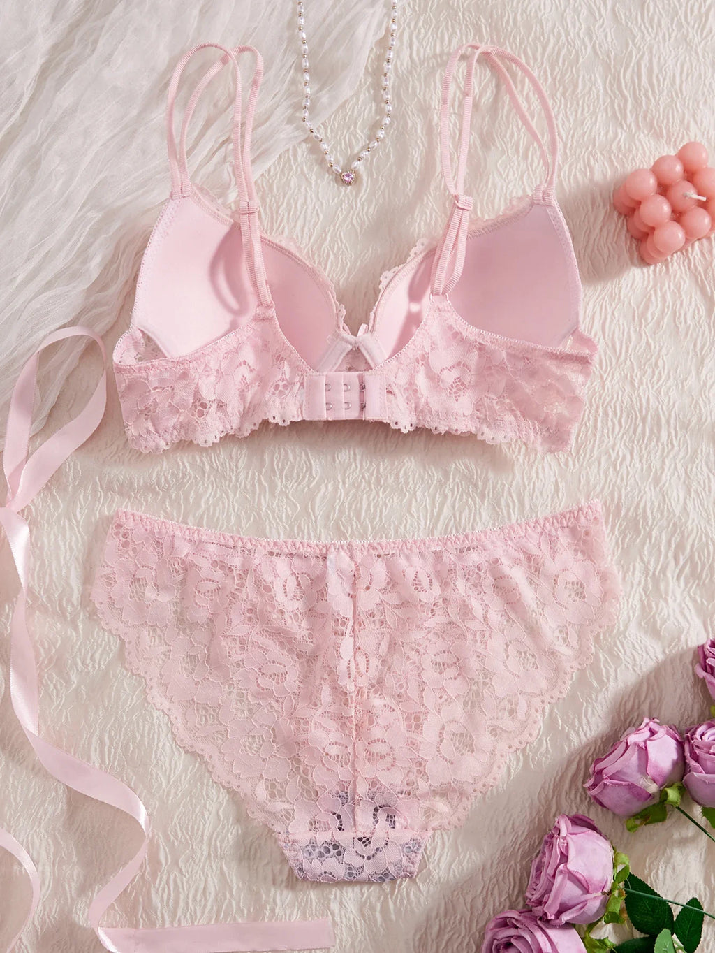 6-Piece Set Lace Women's Underwear Set No Lining Lace Push up Bra Comfortable Fitting Sexy Mesh Lace Panties Women's Bra Set
