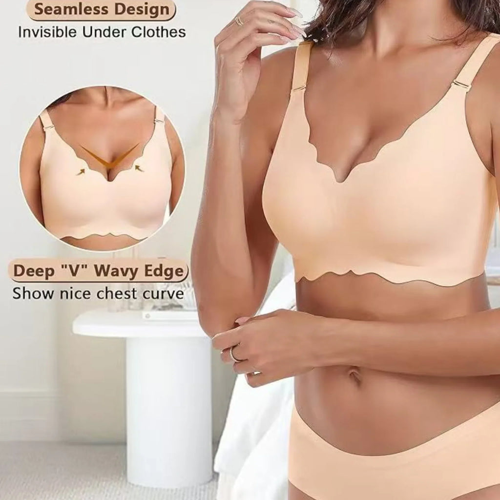 Plus-size Jelly-like Wire-free Bra Thin Molded Cups with A Wire-free Design Comfortable and Breathable Underwear Push Up