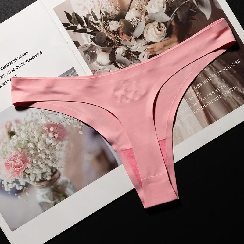 Ice Silk Leopard Women Panties Sexy G String Thong Seamless Underwear T Back Candy Color Girls Briefs Underpants Plus Size M-XXL