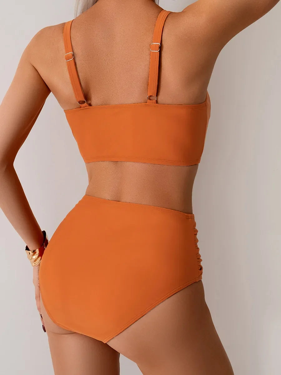 2026 Sexy Black Two Piece Swimsuit Women Solid Push Up Padded Bikini Set Beachwear Summer Swimwear High Cut Bathing Suit Biquini