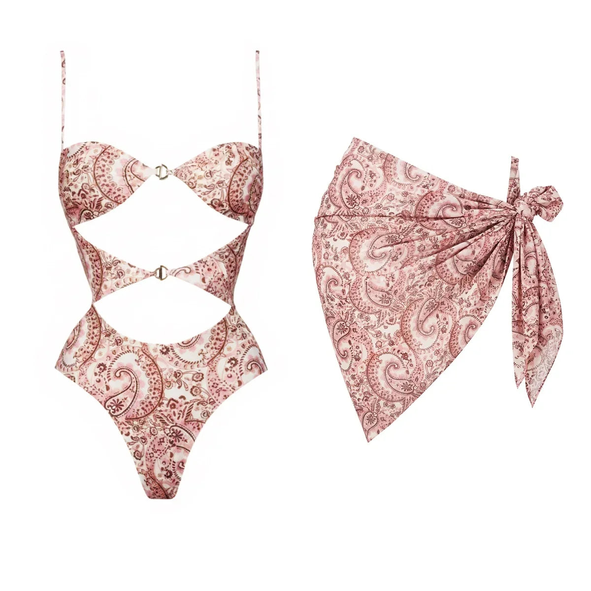 2Pcs Printed Swimsuit Women Sexy Bikini Push Up Swimwear Bandeau Biquini Female Hollow Bathingsuit Micro Swimming Suit Beachwear