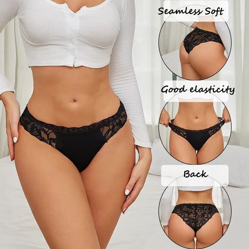 3Pcs/set Lace Sexy Panties Women XS-XL Low-Rise Briefs Sexy Ladies Underwear Trendy Floral Underpants Female Panty Lingerie New