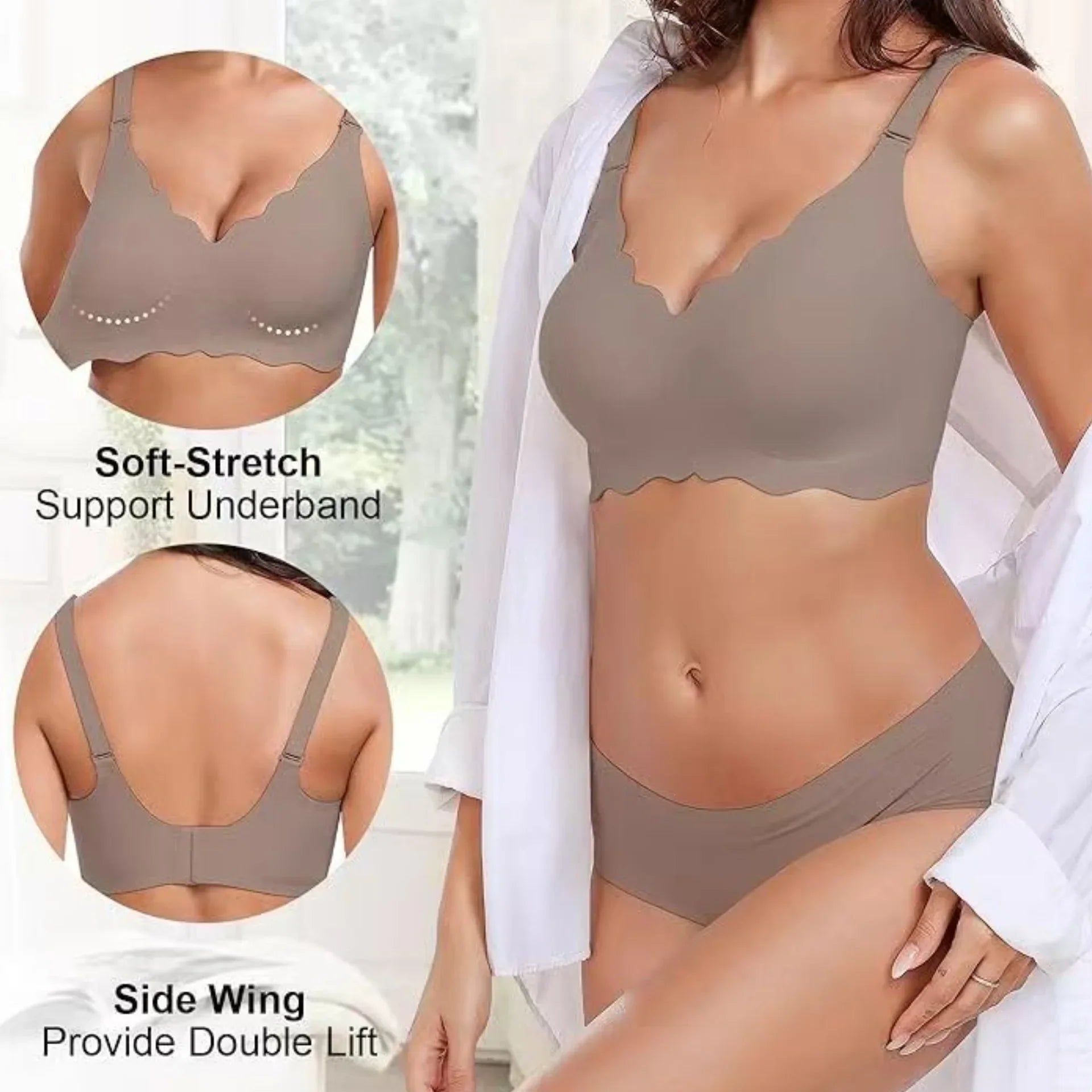 Plus-size Jelly-like Wire-free Bra Thin Molded Cups with A Wire-free Design Comfortable and Breathable Underwear Push Up