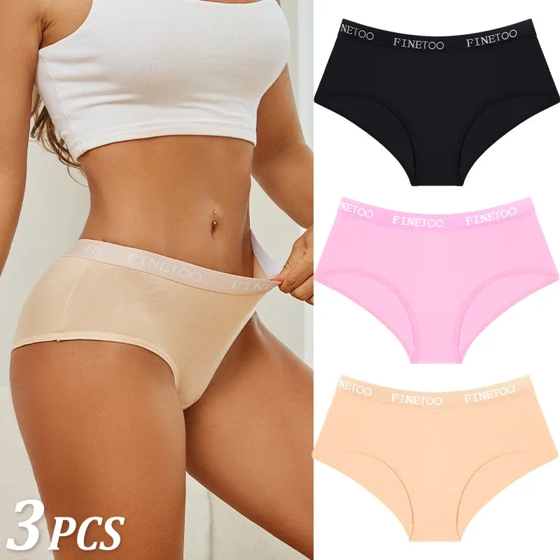 3Pcs Women's Cotton Briefs Letter Belt Underwear Women Panties Sexy Breathable Briefs Female Stretch Ladies Soft Lingerie