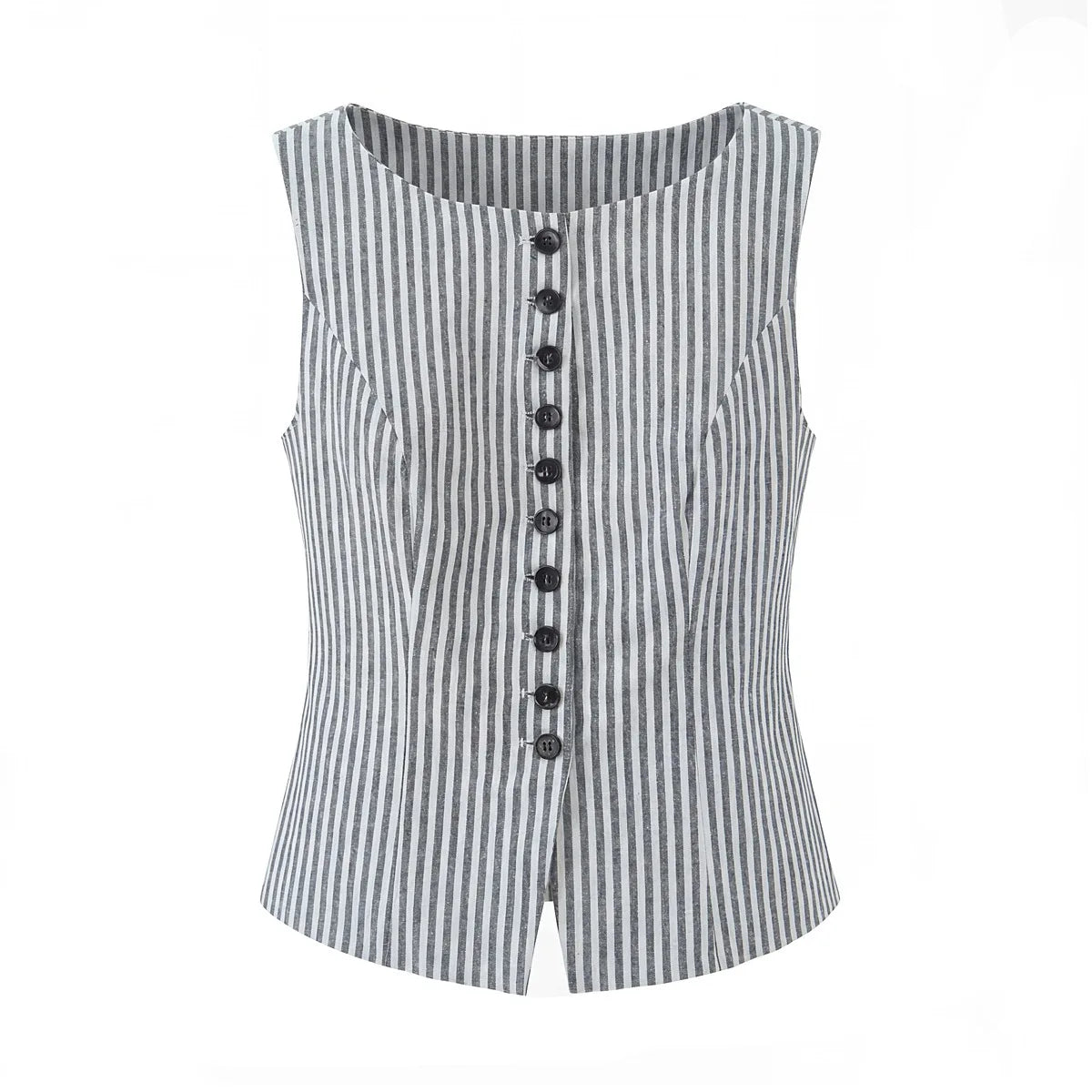 New French Striped Old Money Style Waist-Slimming Sleeveless Vest Top Small Tank Top For Woman Charming Casual Elegant BXUR