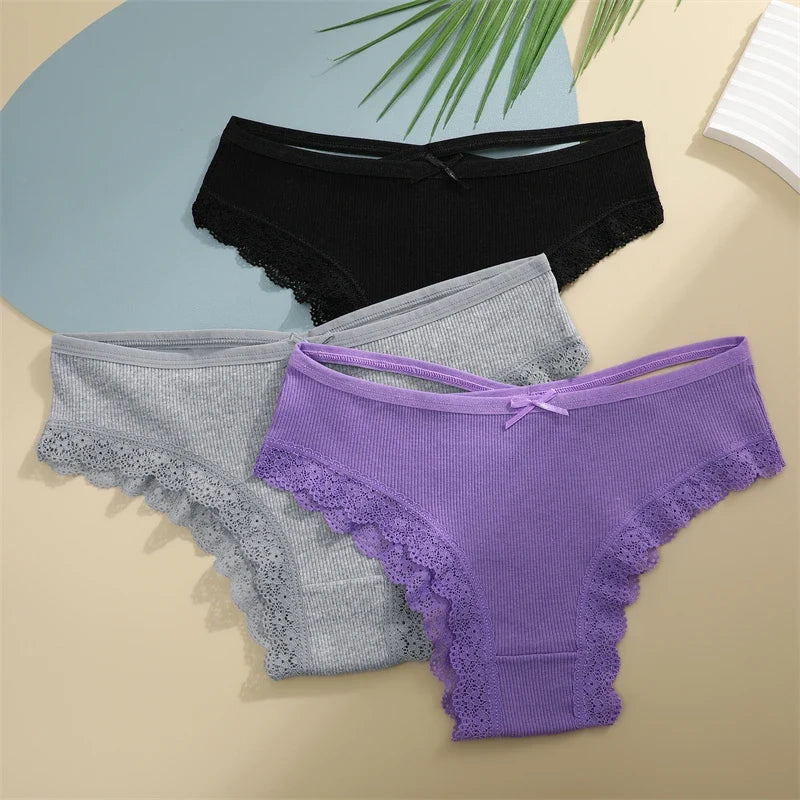 4PCS Cotton Seamless Panties Hollow Sexy Design Unique Low Waist Women Panties Breathable Girls Underwear Soft Lingerie S-XL