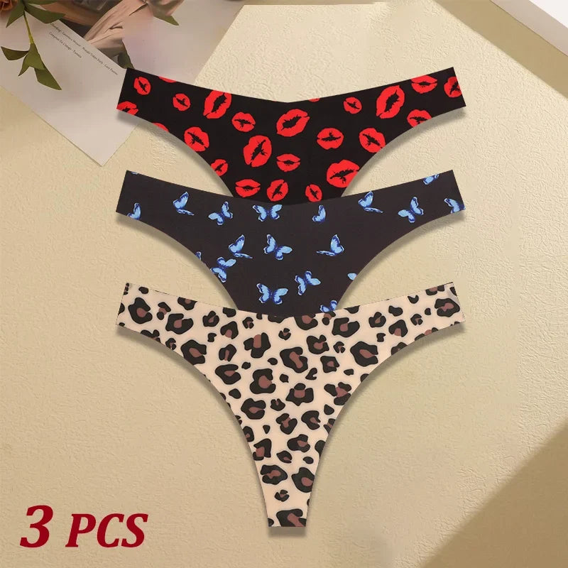 3Pcs Women G-string Seamless Sweet Fruit Thongs Low-waist Panties Ladies Soft Cute Thongs Female S-XL T-Back Panties Underwear