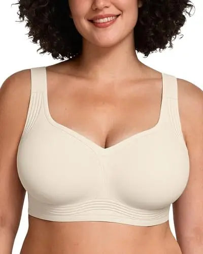Women's Plus Size Seamless Bra Wire-free Full Cup Bra Comfortable Solid Color Everyday Supportive Plus Up Bra Underwear