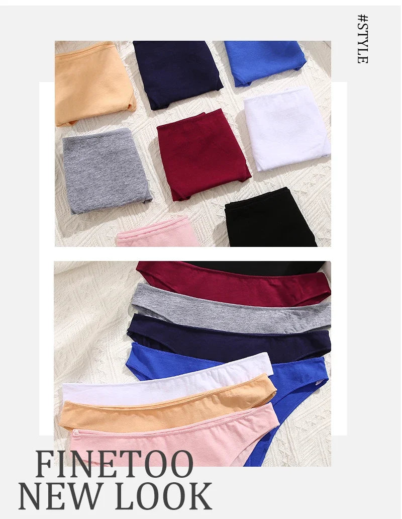 3Pcs Women's Cotton Seamless Briefs Intimates Women Sexy Panties Solid Color Breathable Underwear Female Low Waist Soft Lingerie