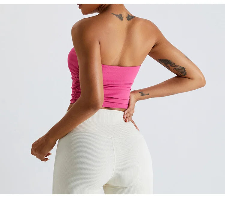 Sexy Strapless Sports Bra Backless Gym Top Women Quick-Drying Yoga Clothes Women Top Fitness Chest Wrap Underwear Workout Bra