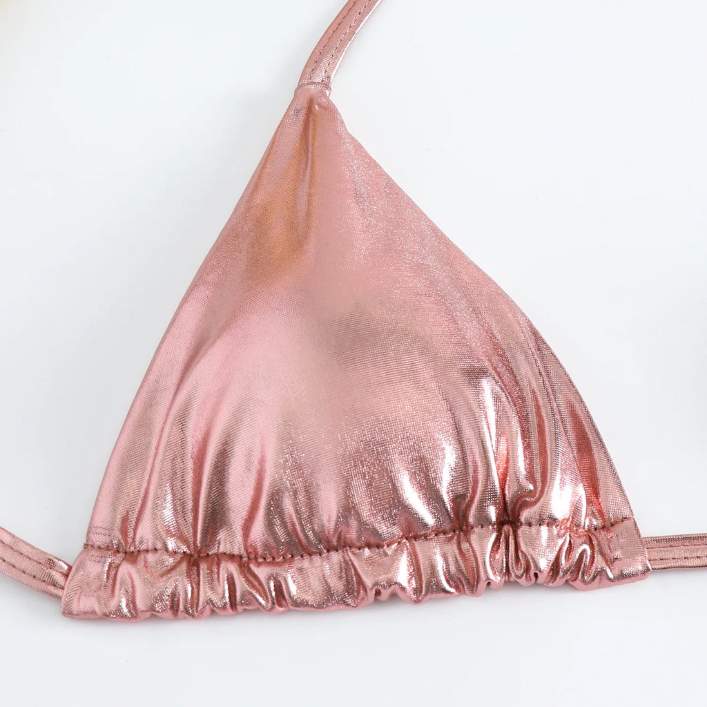 Sexy Brozing Gold Bikinis Sets Women Push Up Micro Bikini Swimsuit 2026 Brazilian Beach Bathing Suit Tie Side Triangle Swimwear