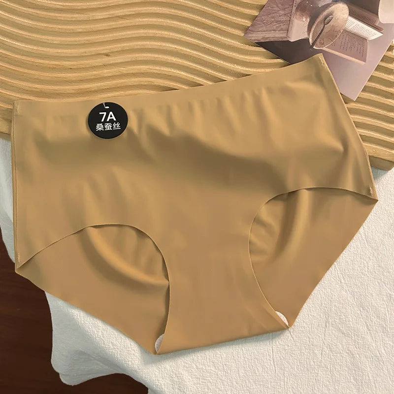 3PCS New 7A Ice Silk Waist Maillard Seamless Yoga Classic Antibacterial Crotch Simple Solid Color New Sports girl 2024 M-XL