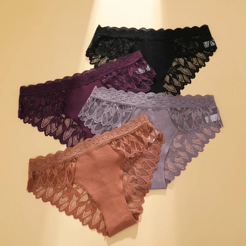 3Pcs/set Lace Sexy Panties Women XS-XL Low-Rise Briefs Sexy Ladies Underwear Trendy Floral Underpants Female Panty Lingerie New