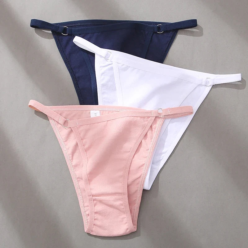 Women's Cotton Panties 3Pcs/set Sexy Low Waist Briefs M-2XL Comfortable Underwear Female Soft Solid Color Underpants Lingerie
