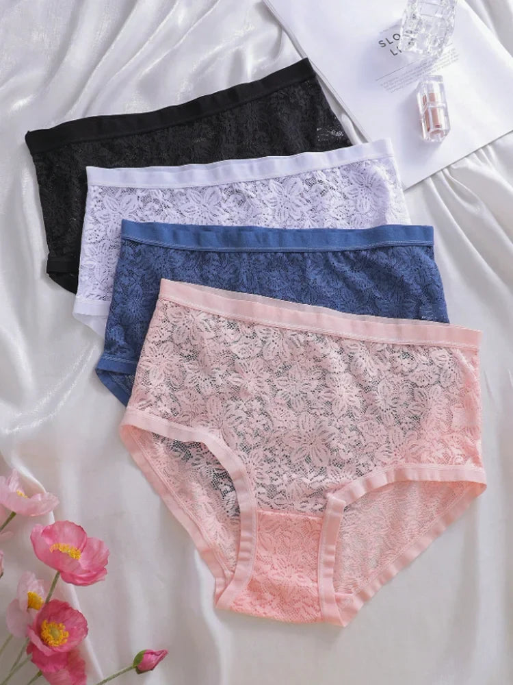New Women Sexy Panties Safe Hollow Out Lace Floral Ladies Briefs Low Waist Solid Comfortable Hot Sale Female Underpants S-XXL