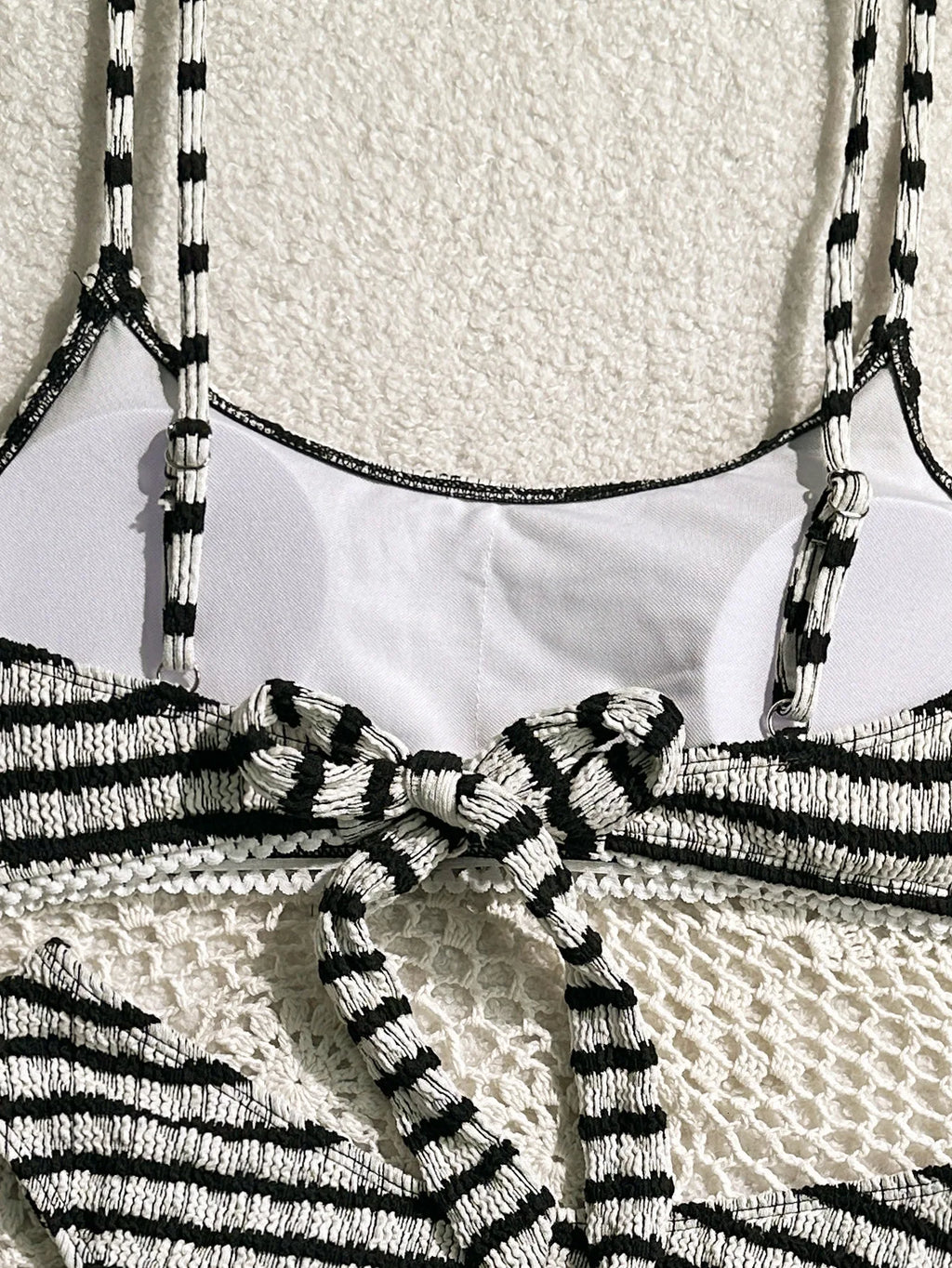 Sexy Black Striped Bikinis 2025 Women Halter Pleate Push Up Micro Swimsuit Brazilian Beach Bathing Suit Holiday Thong Swimwear