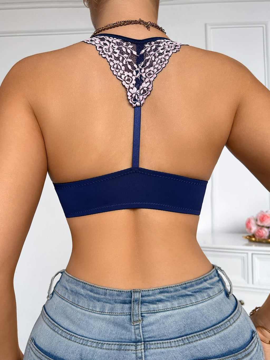 B C Cup Women's Sexy Bras Luxurious Lace Floral Front Clasp Push-Up Bra Beautiful Back Bras Women