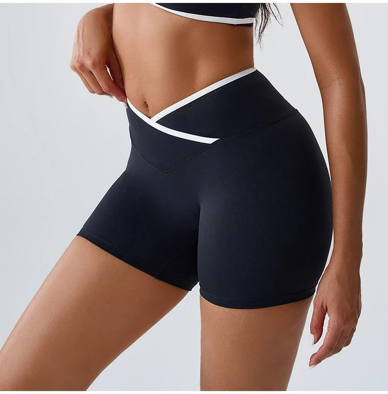 Sports Shorts Cross Waist Women Shorts Women Cycling Jogging Fitness High Waist Push Up Gym Shorts Leggings Women Yoga Clothing
