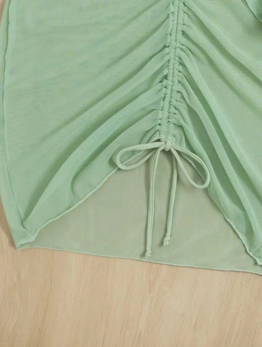 Long Sleeves Dress Bikini Set 2025 Women Neon Green Lace Up 3 Pieces Swimsuit Brazilian Bathing Suit Pleate Cover Up Swimwear