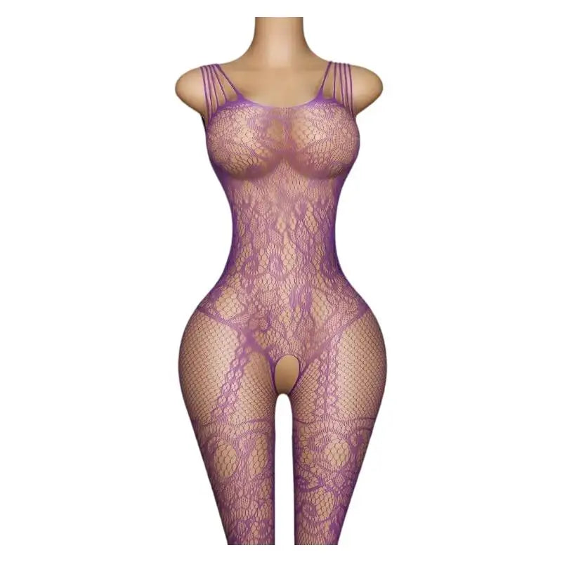 Transparent Fishnet Hollow Lingerie Set Women Hanging Neck Erotic Crotchless Bodystockings Open Bras BodySuits Hot Underwear Set