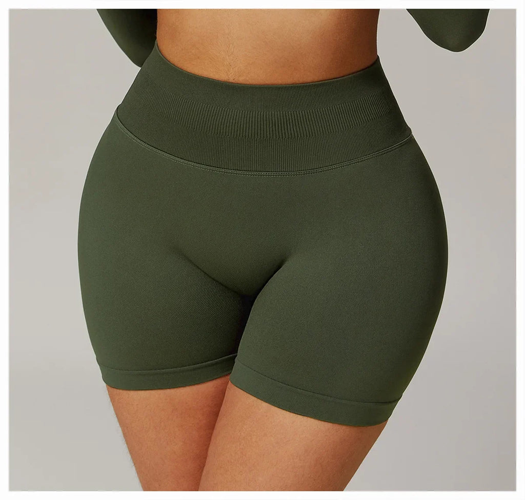 High Waist Shorts Seamless Yoga Shorts Workout Fitness Lift Peach Butt Fitness Tight Gym Running Body Shaper Pants Ribbed Shorts