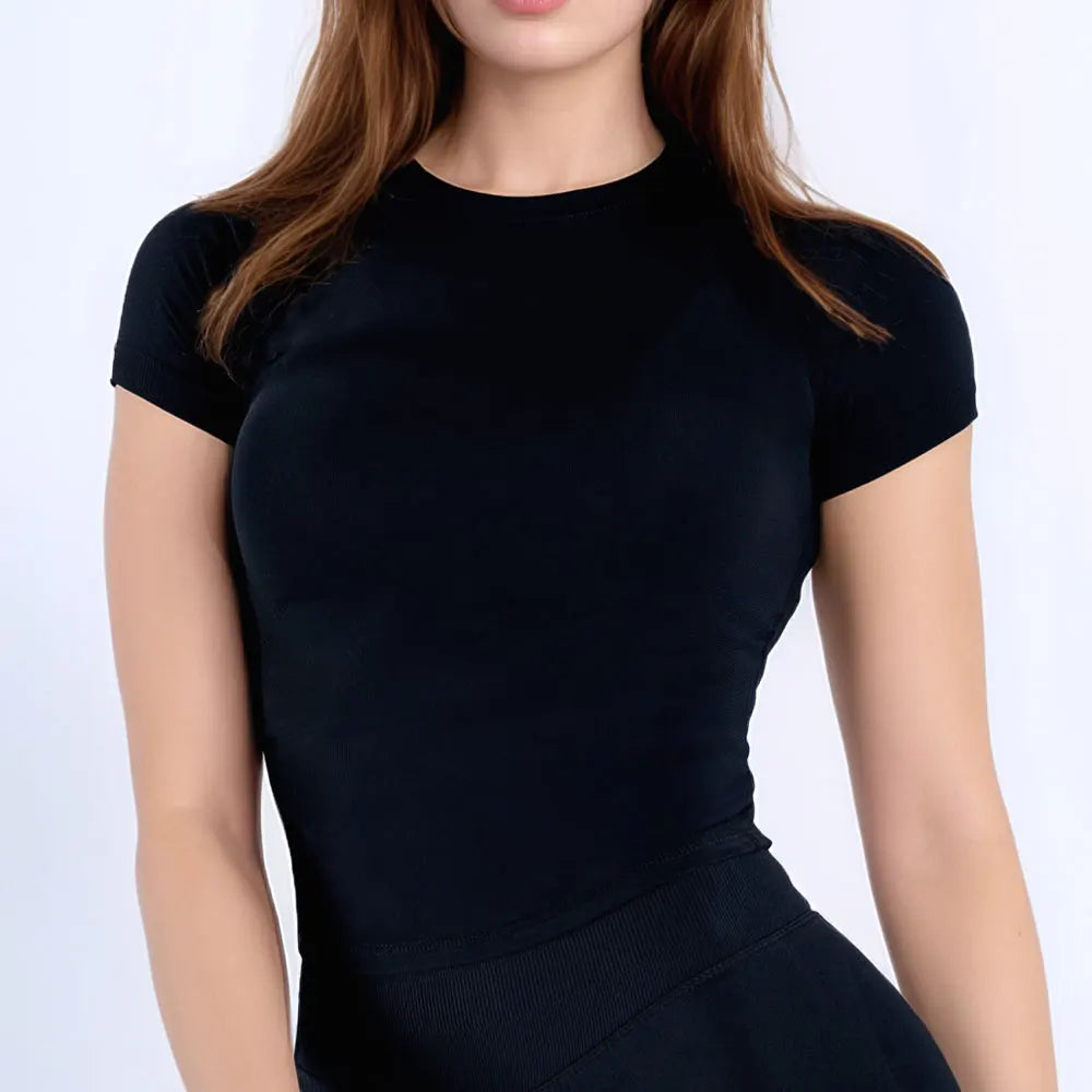 NCLAGEN Sport Shirt Women Fitness Impact Short Sleeve Top Gym Workout Yoga Blouse Quick Dry Breathable Running Tee Versatile Top