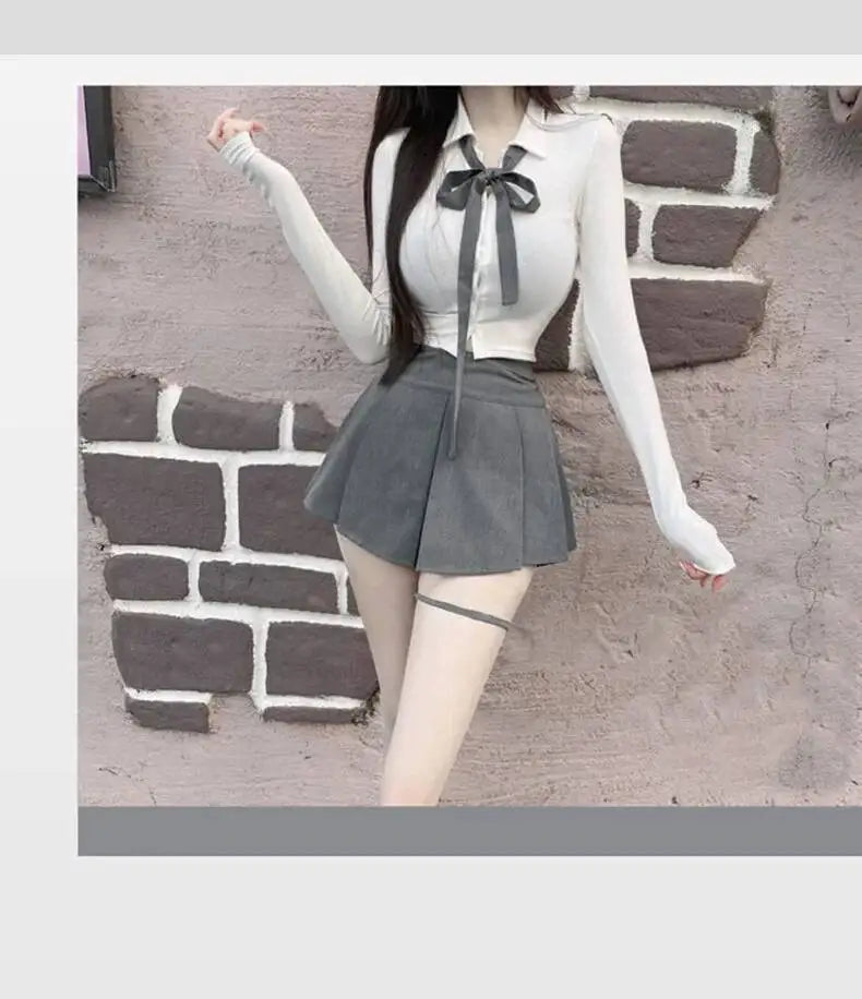 WOMENGAGA Korea Style Sexy Slim High Waist Strap A-line Half Length Skirt Fashion Women Skorts JK Sweet 2023 New  OW3W