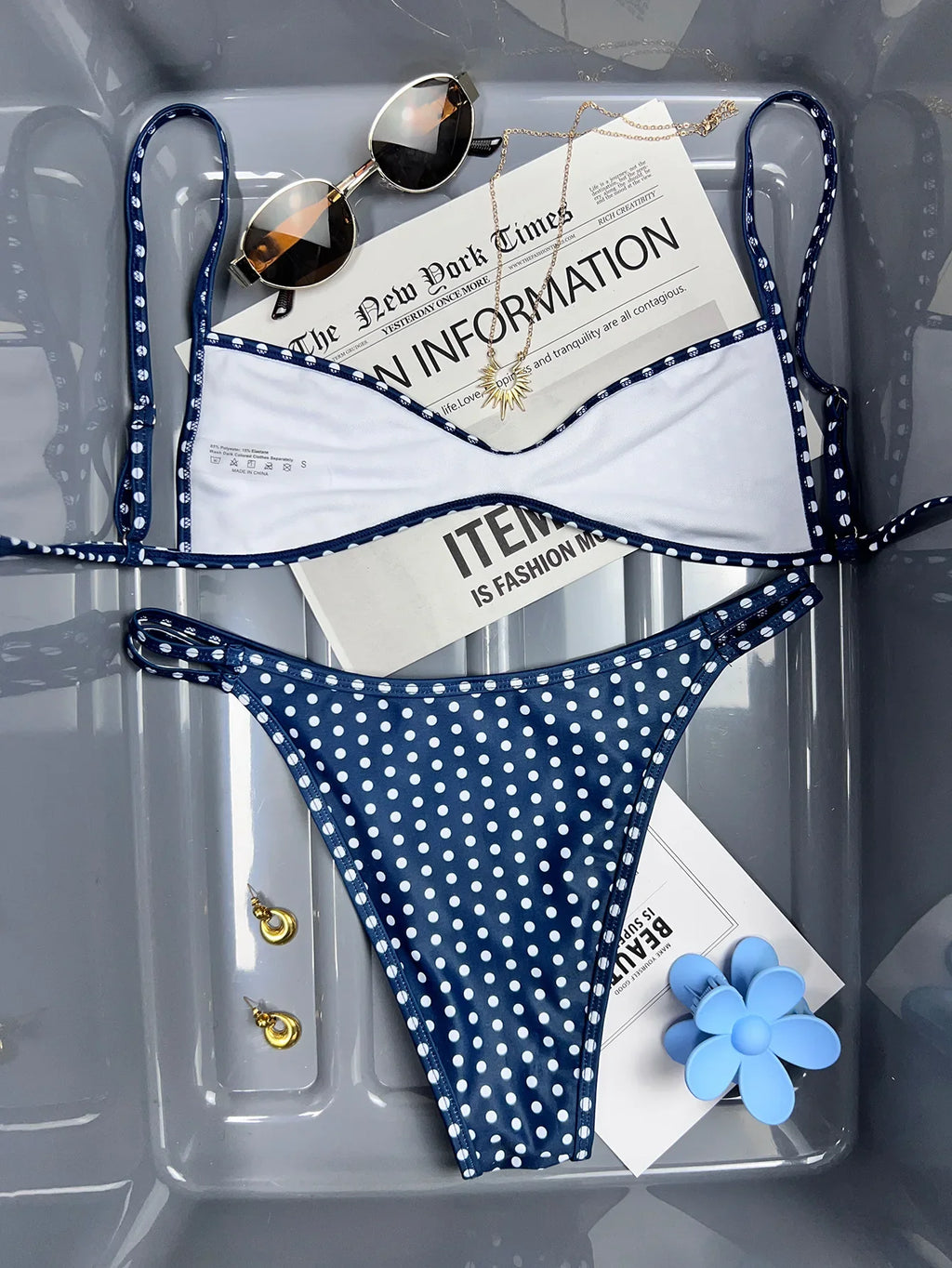 Sexy Coffee Polka Dot Print Bikini Set 2026 Women Pleate Push Up Bra Hollow Out Thong Swimsuit Summer Pool Bathing Suit Swimwear