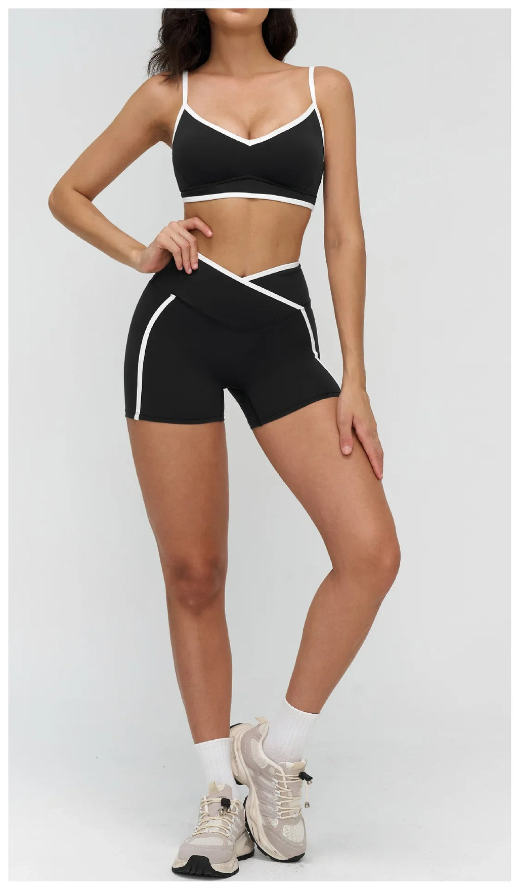 Patchwork Backless Yoga Sets Women Sportswear High Waist Gym Scrunch Bum Shorts Set Female Fitness Sports Suit Workout Clothes