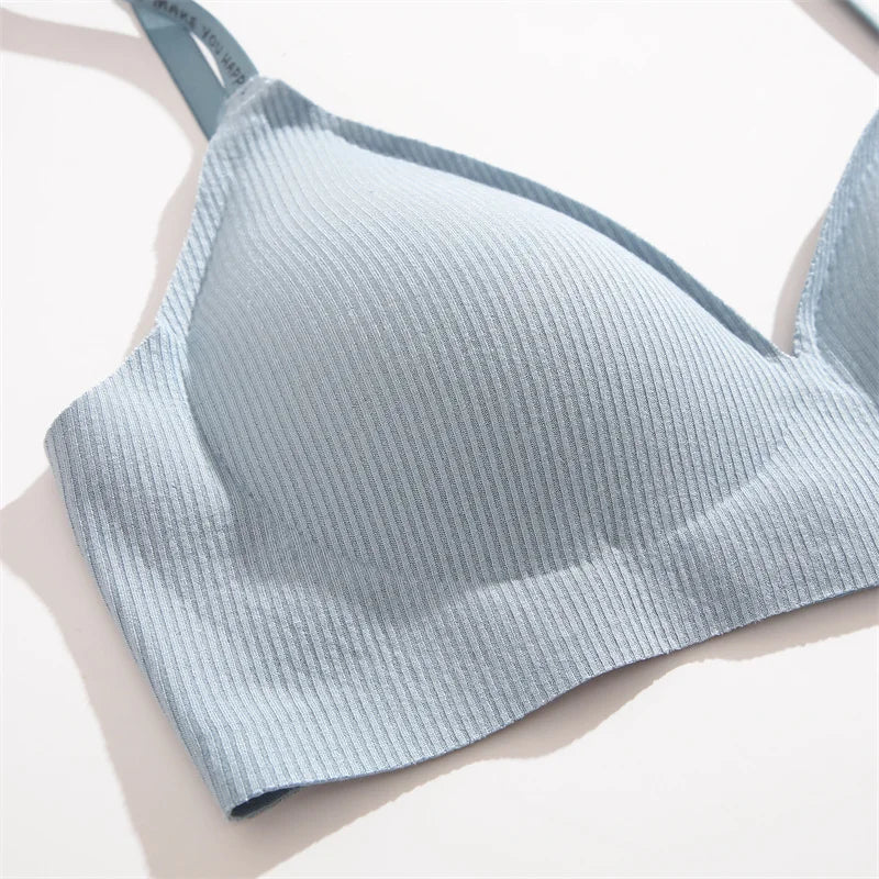 Deep V Knitting Bra Women Wireless Bras Sexy Padded Bralette Ladies Comfortable Brassiere Female Soft Underwear 6 Colors 2023