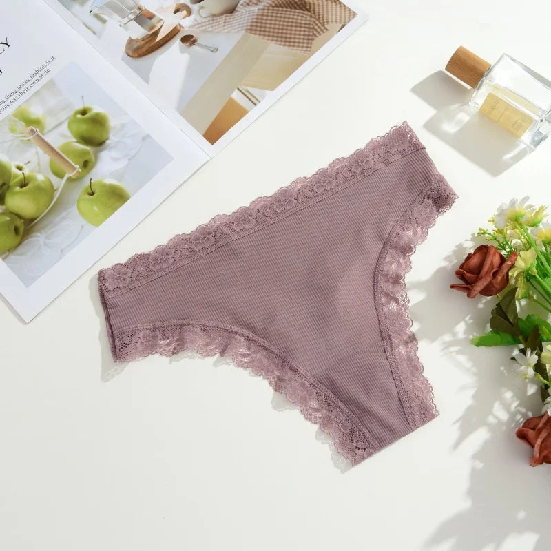3Pcs Women Cotton Lingerie Sexy Thong Soft Fashion Panties Femme Design Underwear Pantys Underpant Lingerie Lace Intimates S-XL