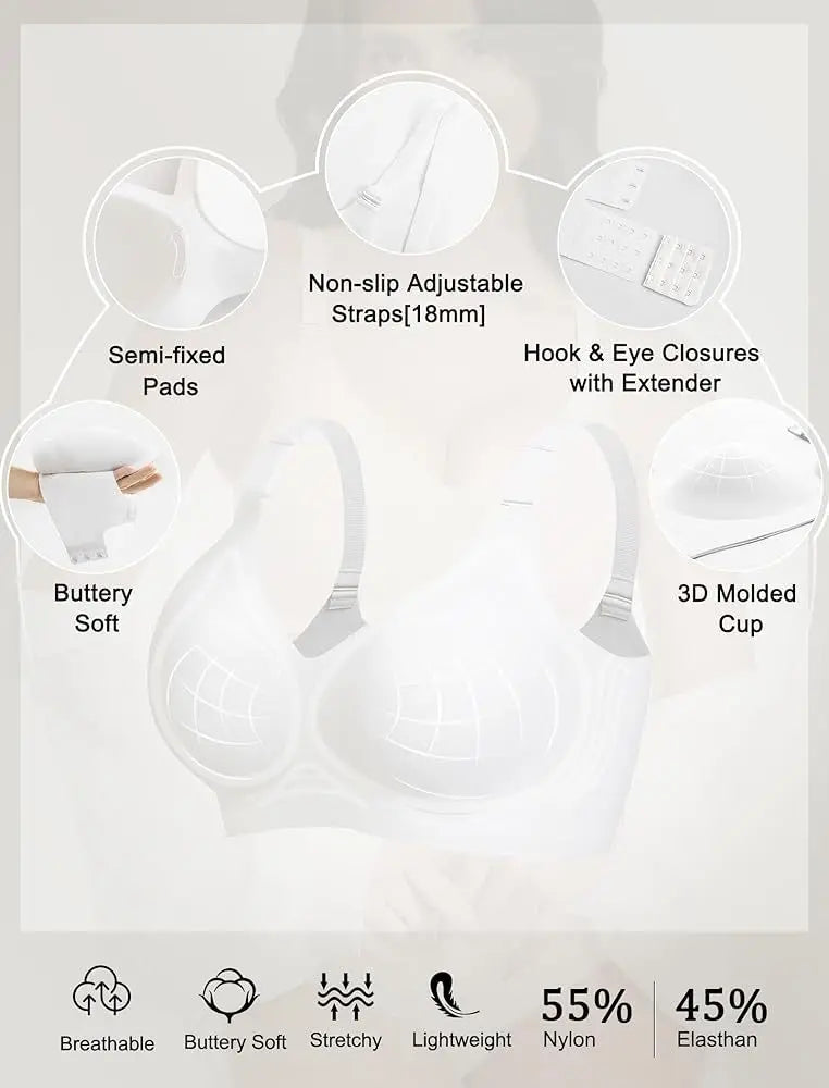 Women's Jelly Seamless Wire-Free Bra Full Cup Thin Mold Soft Support Underwear Plus Size Comfortable High Elasticity Bra