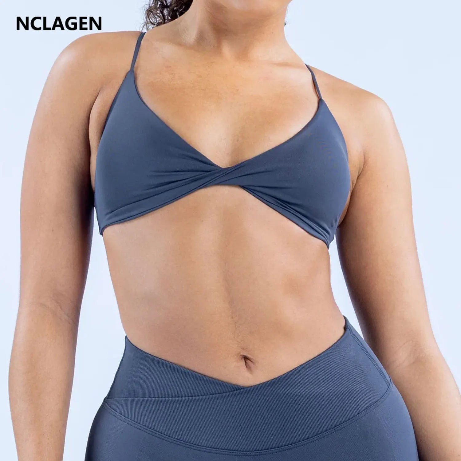 NCLAGEN Vision Twist Front Sports Bra High Support Push-up Gym Underwear Cross Thin Strap Workout Fitness Running Sexy Yoga Top