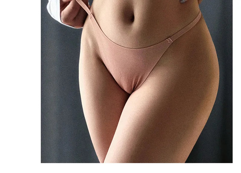 Ice Silk Seamless Women Thong Low Waist Sexy G String Quick Drying Panties Simple Underwear Traceless Thin Sports Yoga Briefs