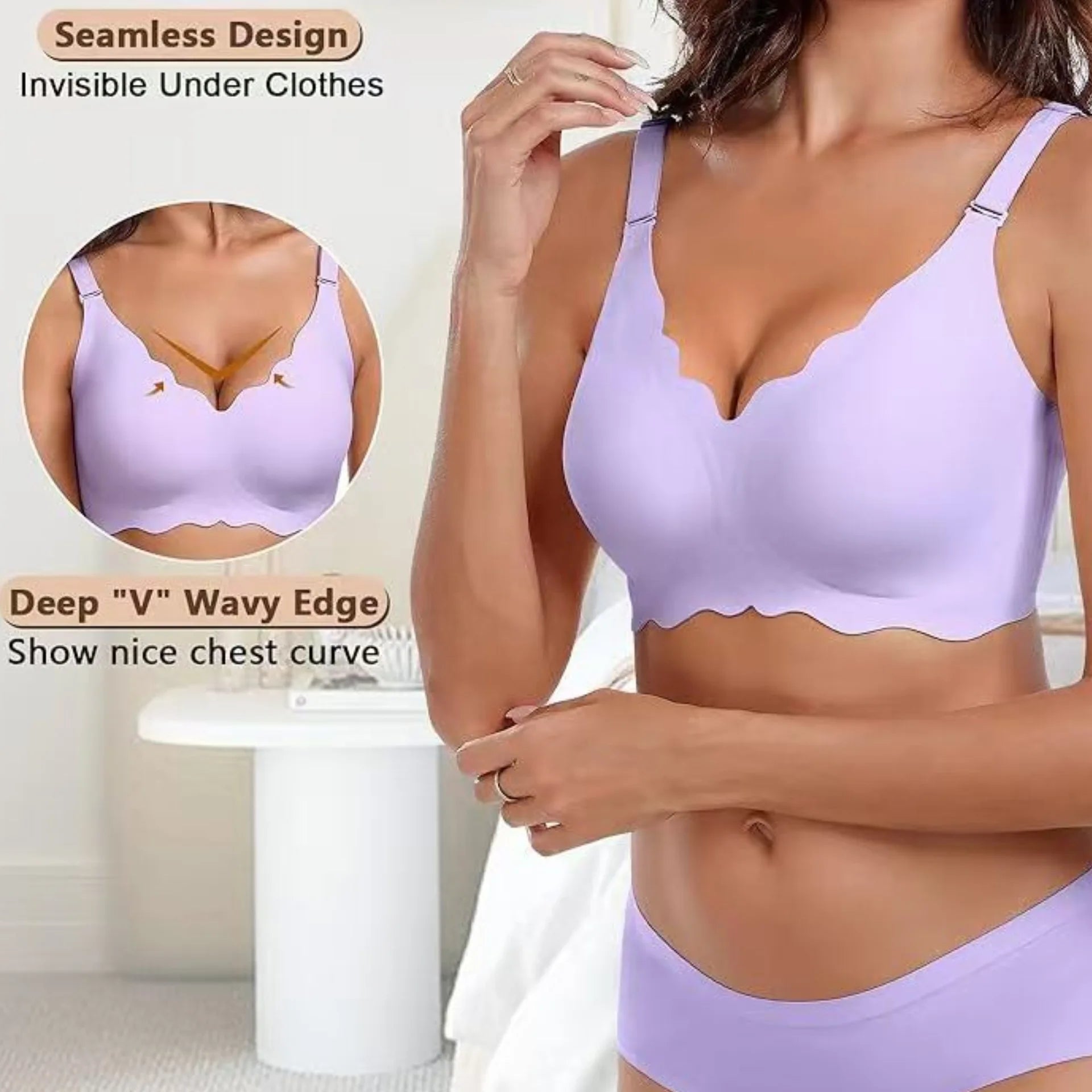 Plus-size Jelly-like Wire-free Bra Thin Molded Cups with A Wire-free Design Comfortable and Breathable Underwear Push Up